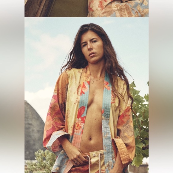 NWT ZARA PATCHWORK PRINT KIMONO with Belts Size Medium/Large - Picture 10 of 12